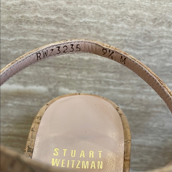 STUART WEITZMAN UGC Women’s Size 9.5 Tan Cork Block Heel Sandals Buckle - Picture 6 of 17